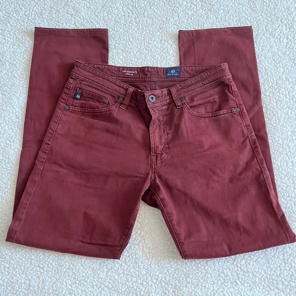 Ag Adriano Goldschmied the graduate tailored leg maroon pants men’s size 31 x 32